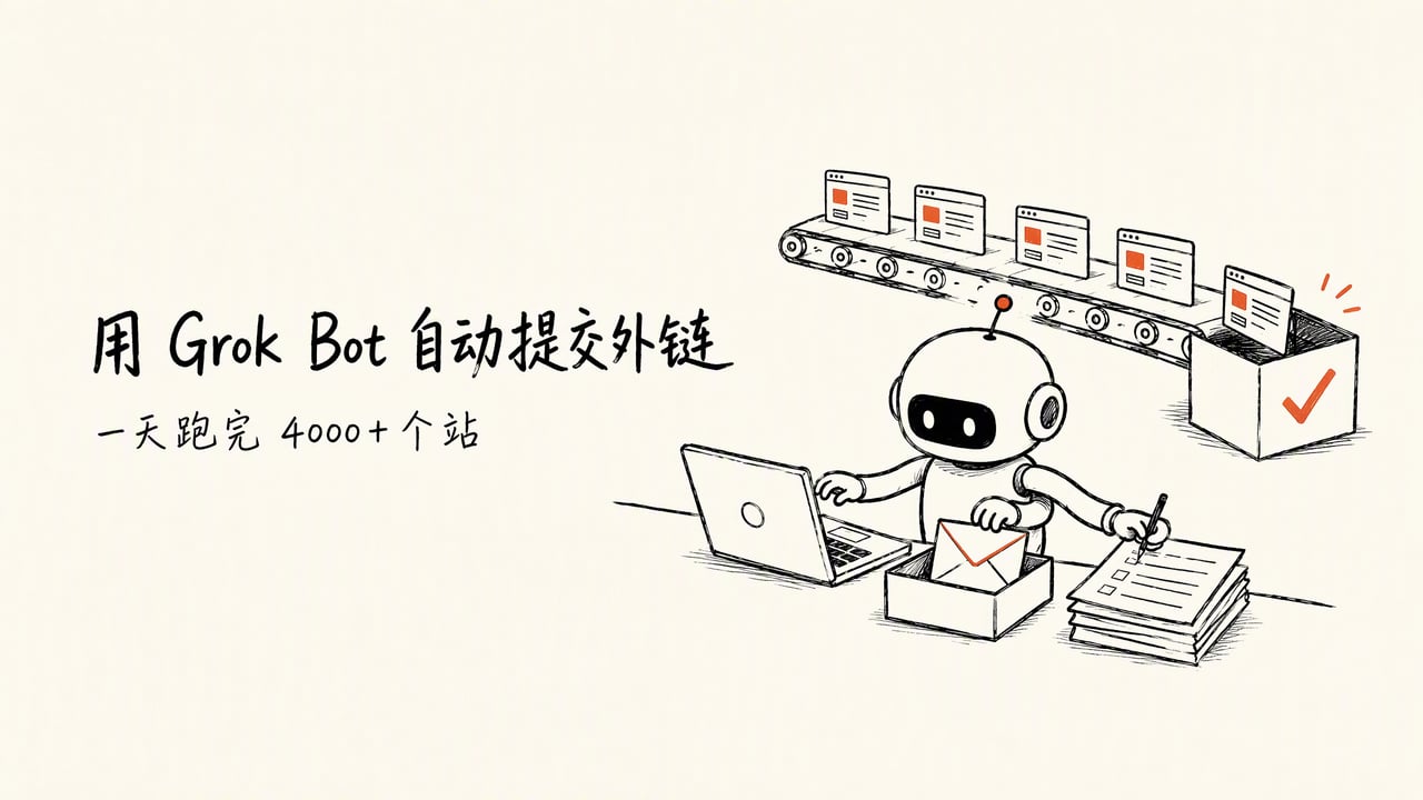 用 Grok Bot 自动提交外链:一天跑完 4000+ 个站