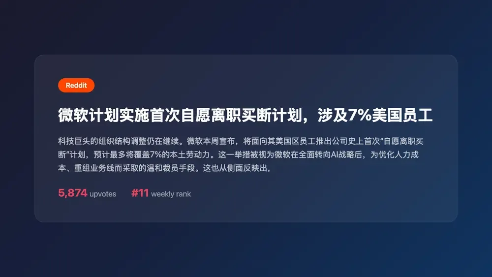 微软计划实施首次自愿离职买断计划,涉及7%美国员工