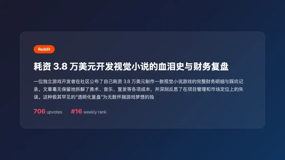耗资 3.8 万美元开发视觉小说的血泪史与财务复盘