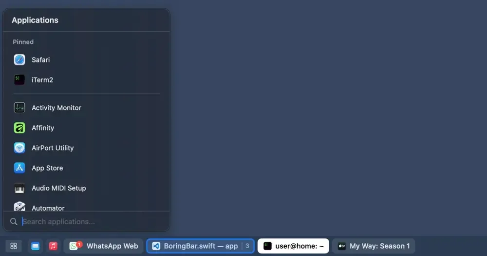 boringBar:一款极简的 macOS 任务栏替代工具