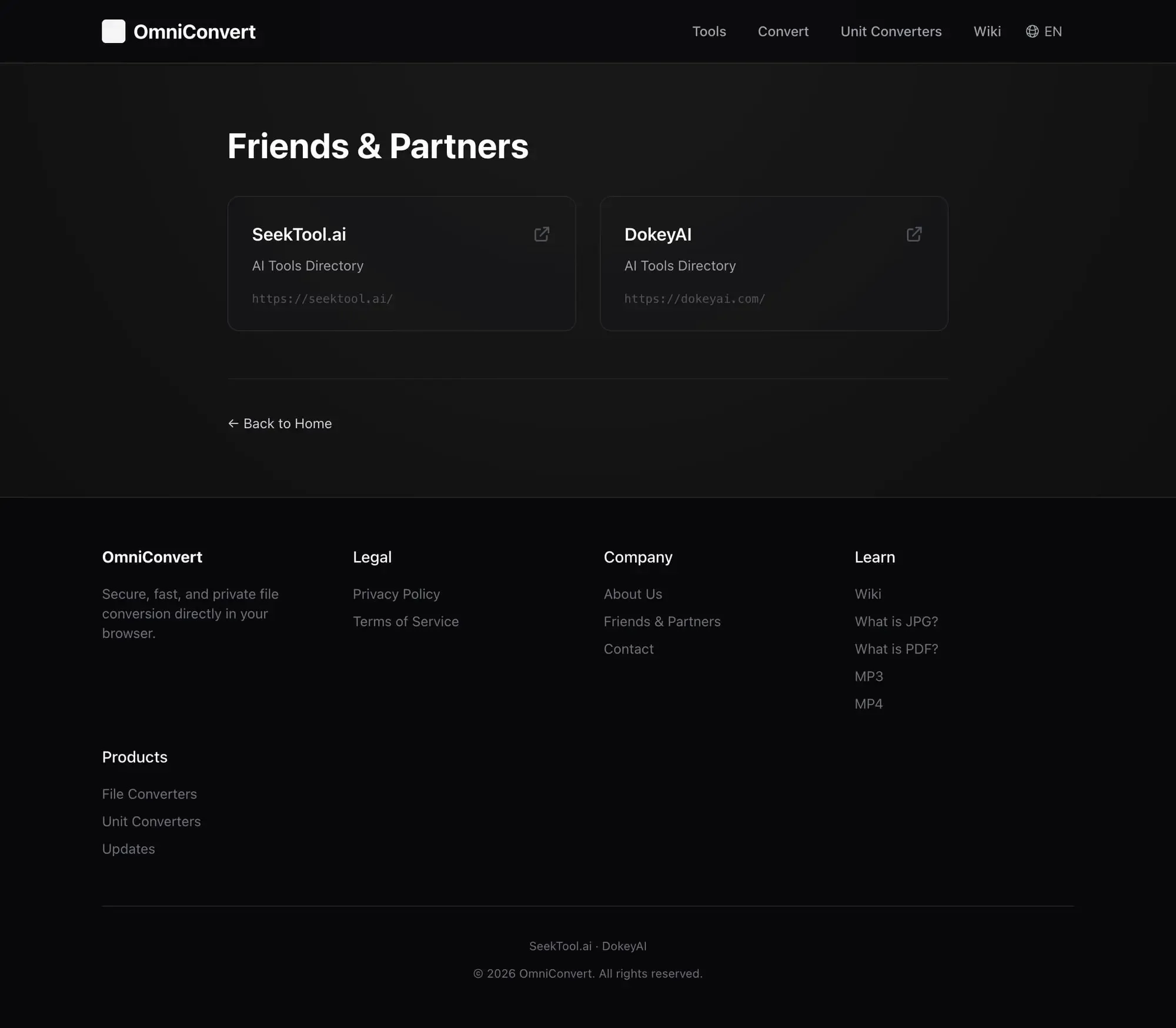 Friends & Partners 页面